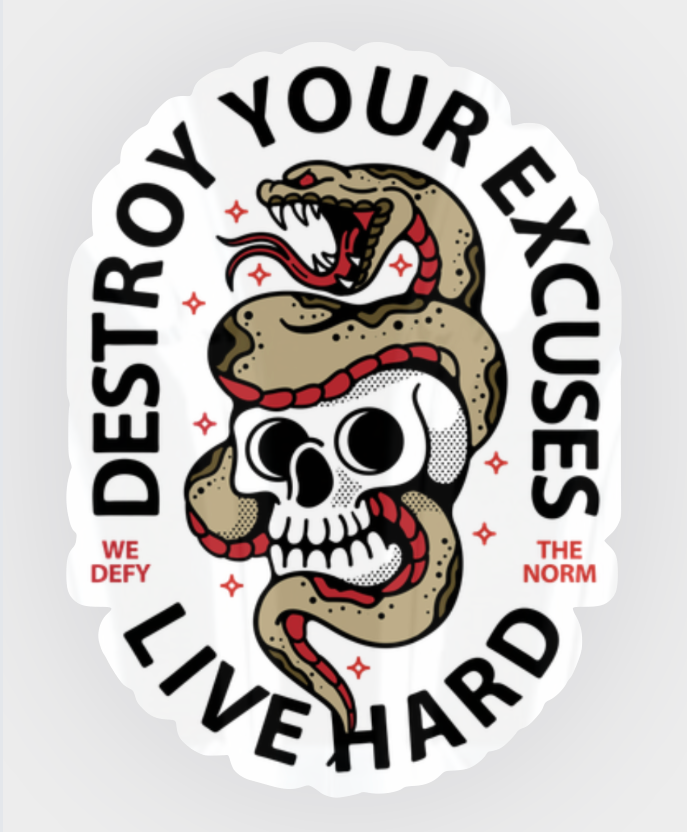 Destroy your Excuses sticker - We Defy The Norm