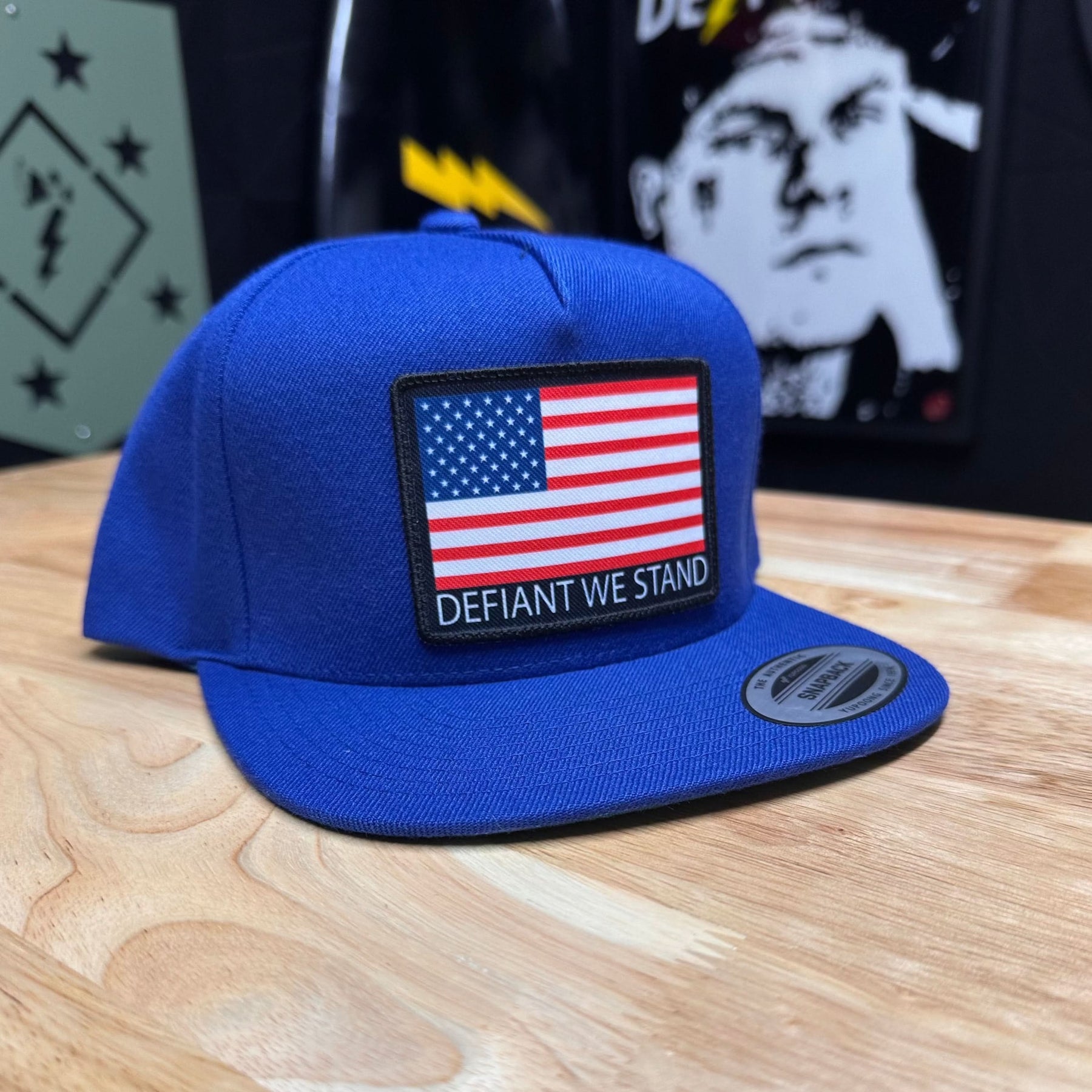 Defiant We Stand Flag Snapback Blue Hat - We Defy The Norm