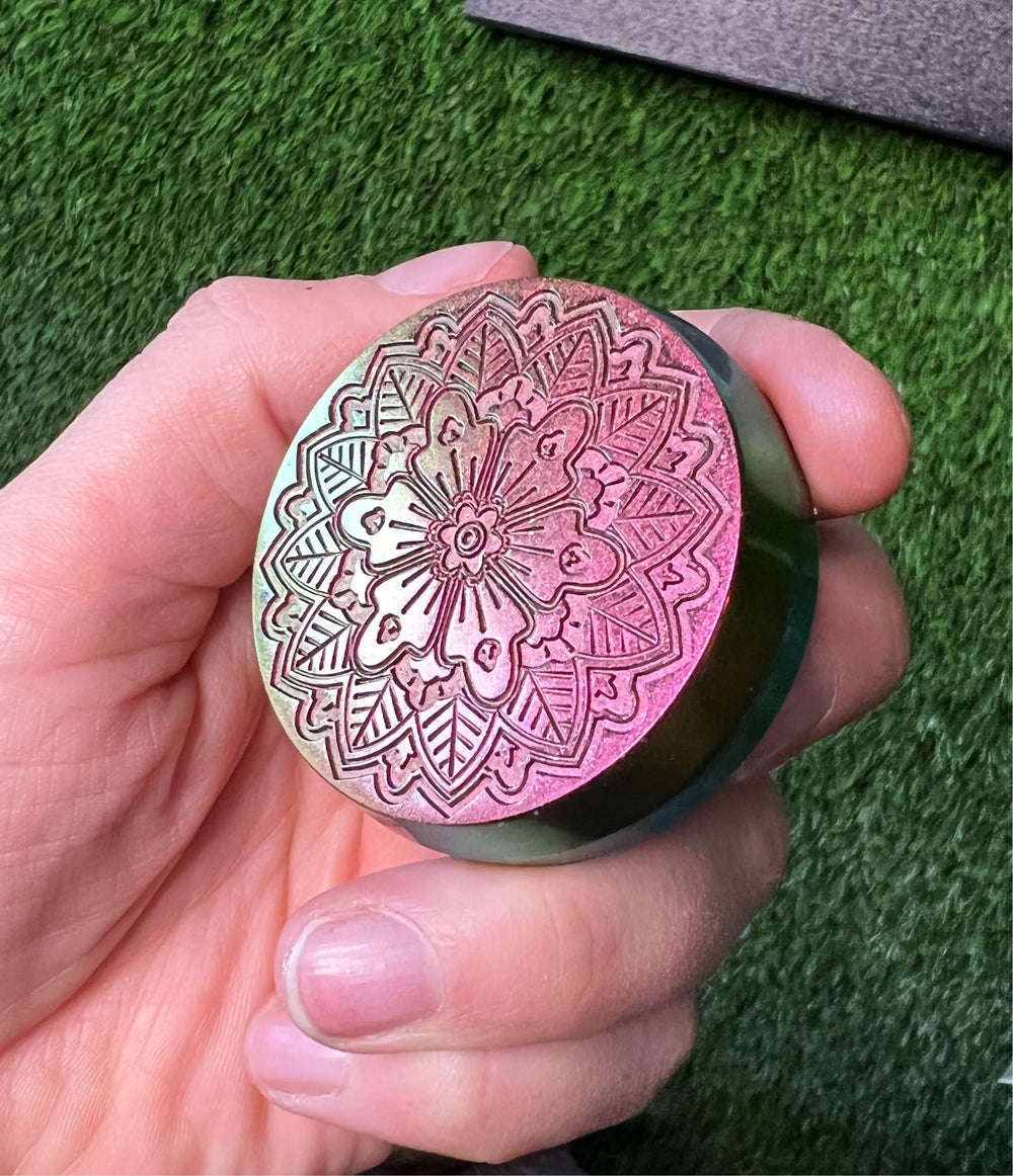 We Defy The Norm Mandala / Holographic Pink/Gold EDC Orgonite Power Pucks